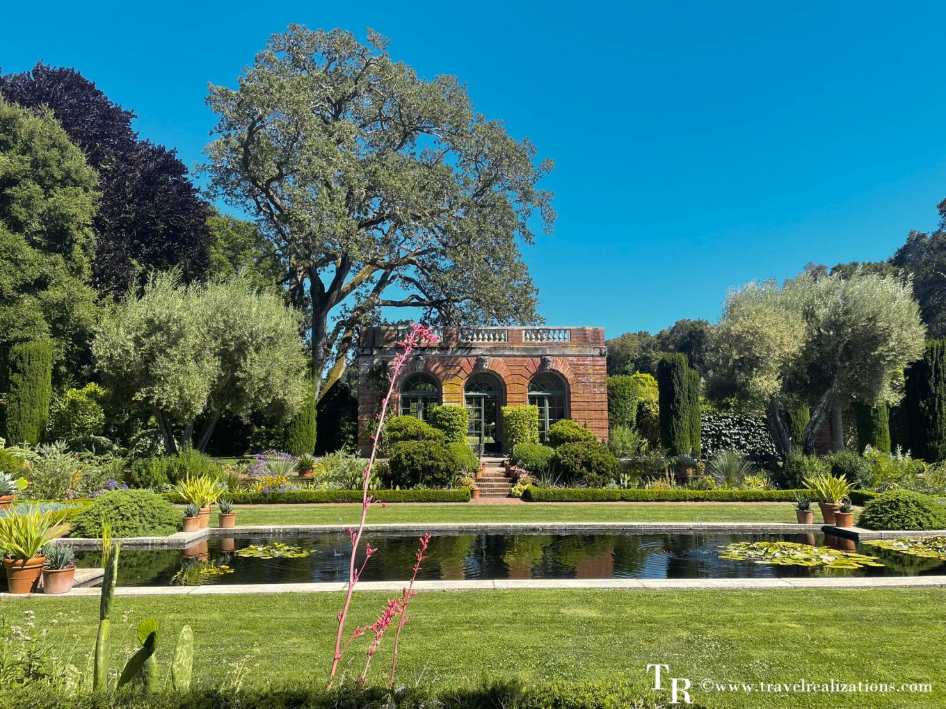 The reflecting pool in the Sunken Garden at Filoli Estate in Woodside, California