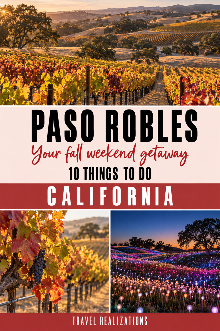 Pinterest pin showing autumn vineyards in Paso Robles wine country